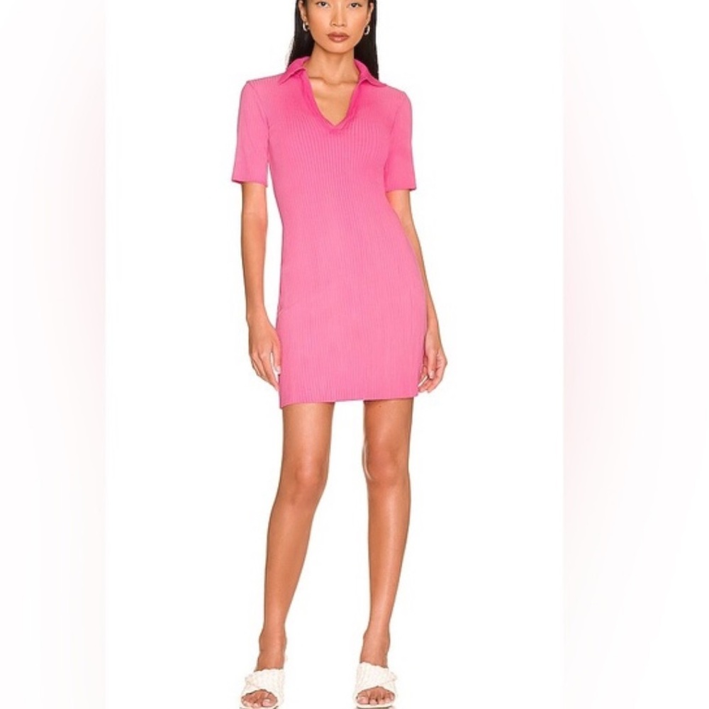 Cotton Citizen Pink ribbed polo dress